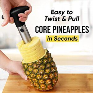 Pineapple Corer and Slicer Stainless Steel Black Handle Zulay NIB New